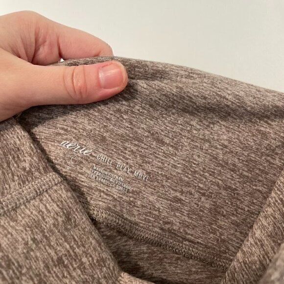 AERIE AMERICAN EAGLE Chill Play Move Leggings Tan Brown High Waisted Rise Pocket - Picture 5 of 12